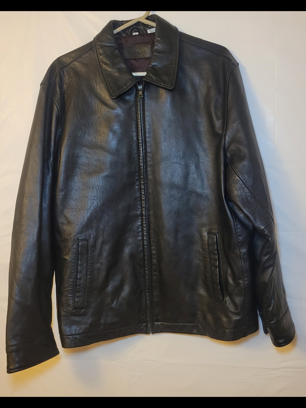 Alfani Men's Black Leather Bomber Jacket
